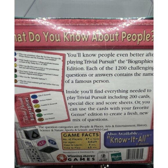 NEW Trivial Pursuit Game Expander Set Biographies Edition Vintage New Sealed - Picture 6 of 6